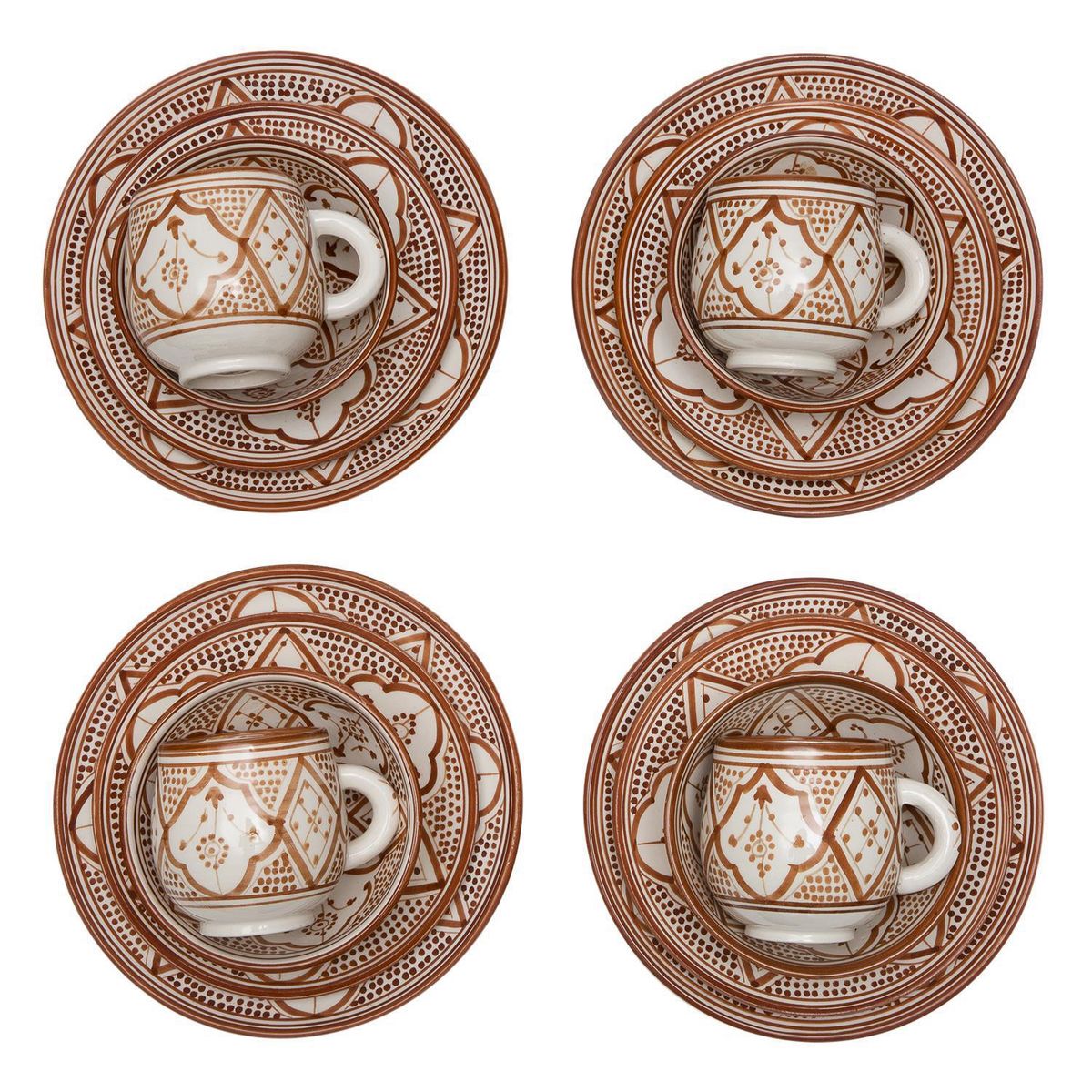 KELIM CASA GITANA - Juego de Loza 16 Piezas Cerámica Marroquí Terracota