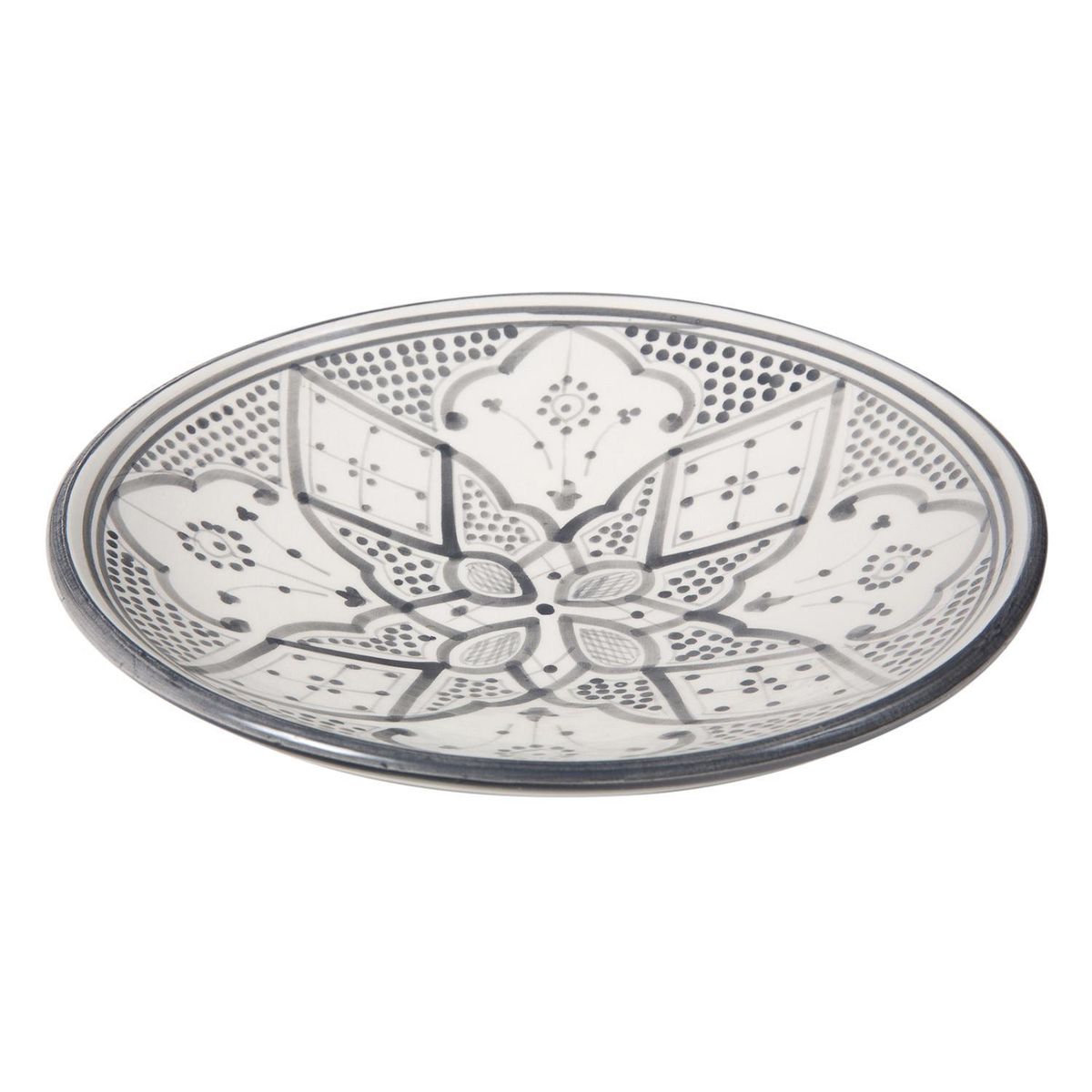 KELIM CASA GITANA - Plato grande cerámica marroquí gris