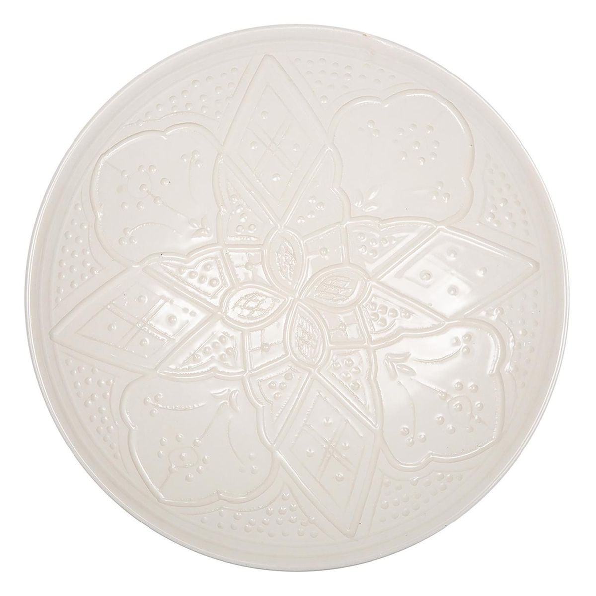 KELIM CASA GITANA - Plato grande cerámica marroquí blanco