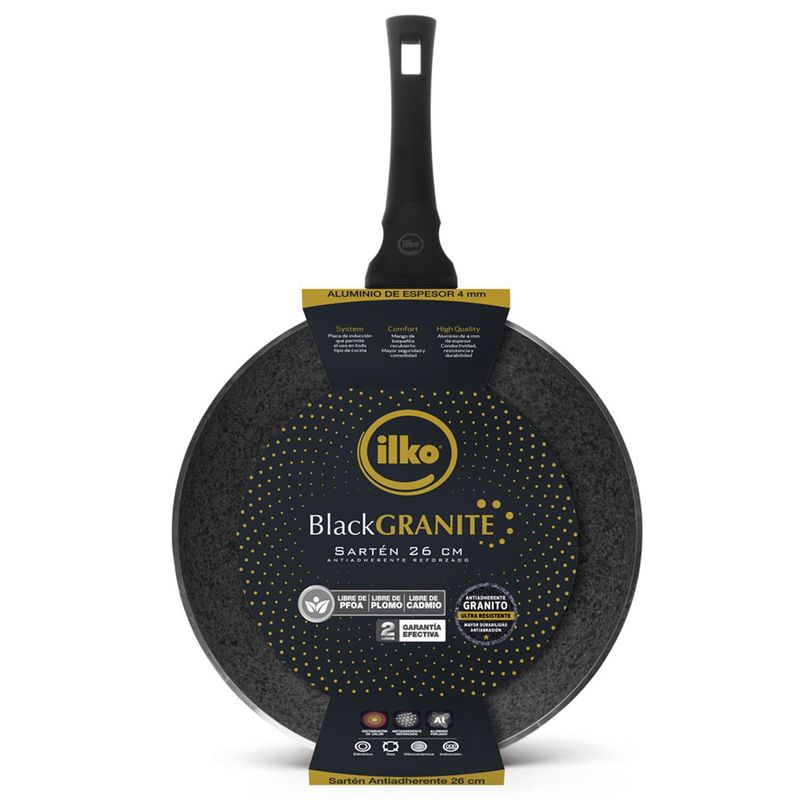 ILKO - Sartén 26 cm Aluminio Negro