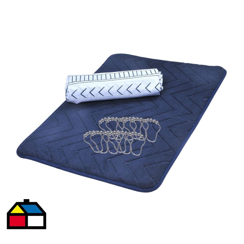 MASHINI - Set cortina + piso 3 piezas nogal