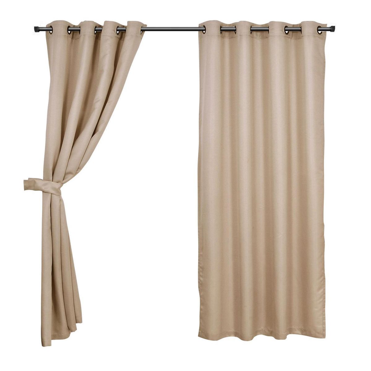 MASHINI - Set cortina tela argolla 140x220 cm raye beige