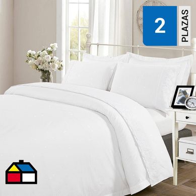 Juego sbanas broderie alicante 2 plazas blanco