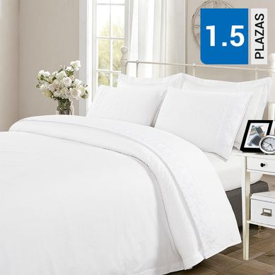 Juego sbanas broderie pamplona 1.5 plazas blanco