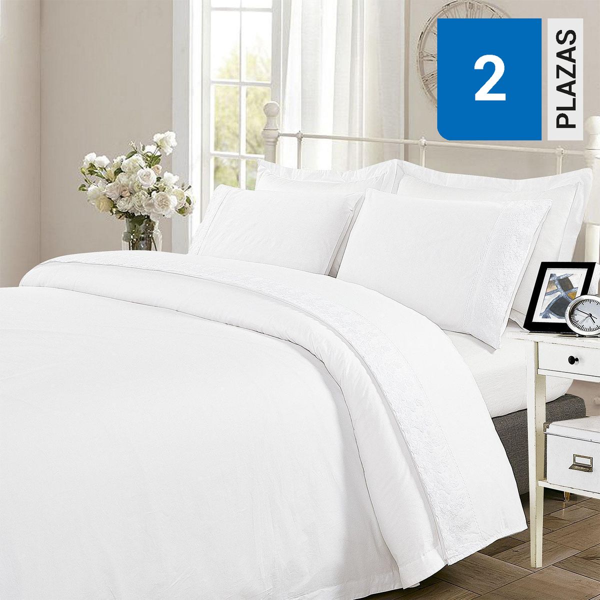 DIB - Juego Sábanas Broderie Pamplona Blanco