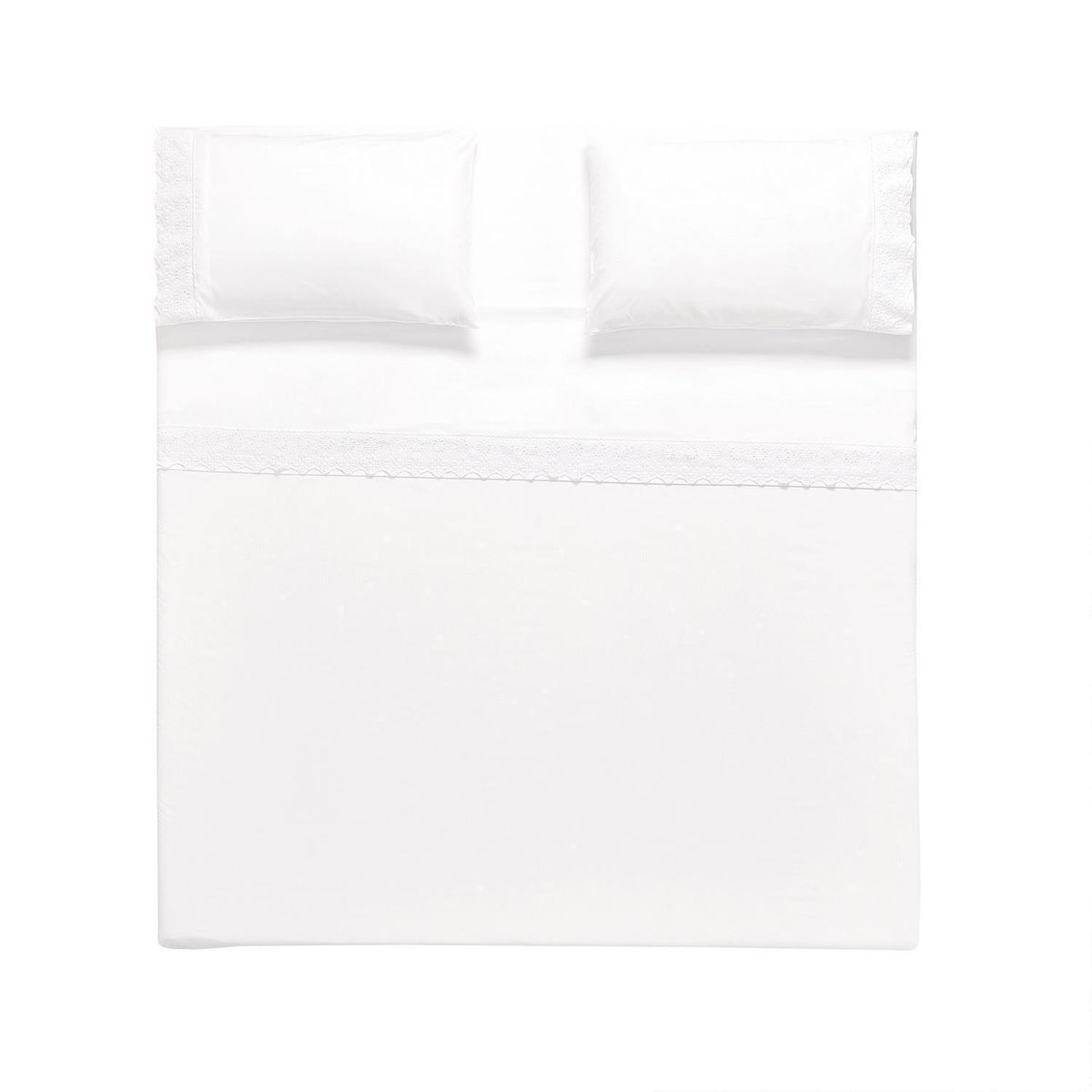 DIB - Juego Sábanas Broderie Malaga Blanco