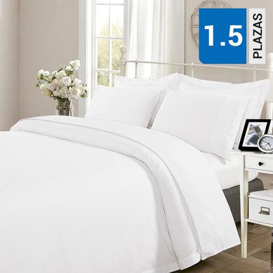 Juego sbanas broderie vitoria 1.5 plazas blanco