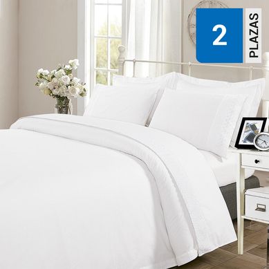 Juego sbanas broderie vitoria 2 plazas blanco