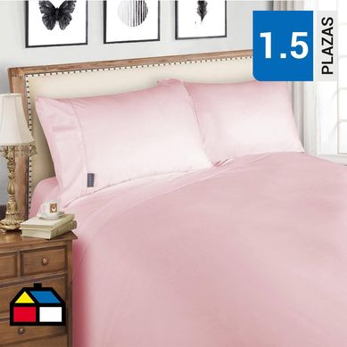 Juego sbanas 200 hilos rosa 1.5 plazas