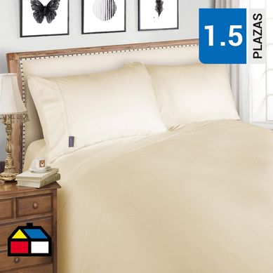 Juego sbanas 200 hilos crema 1.5 plazas