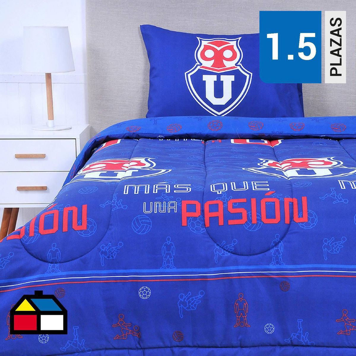 U DE CHILE - Plumón 1.5 plazas U de Chile Multicolor 