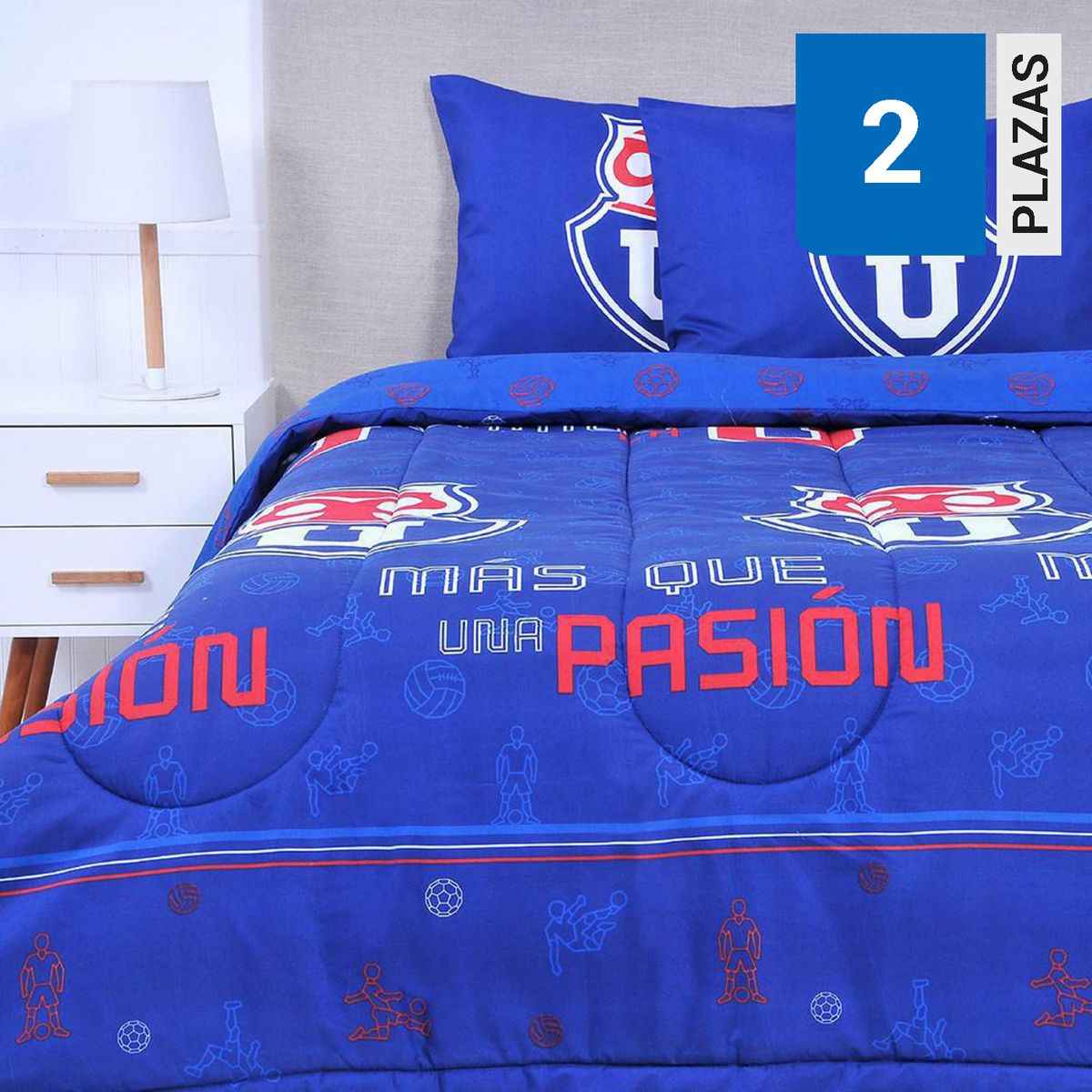 U DE CHILE - Plumón 2 plazas U de Chile Multicolor 