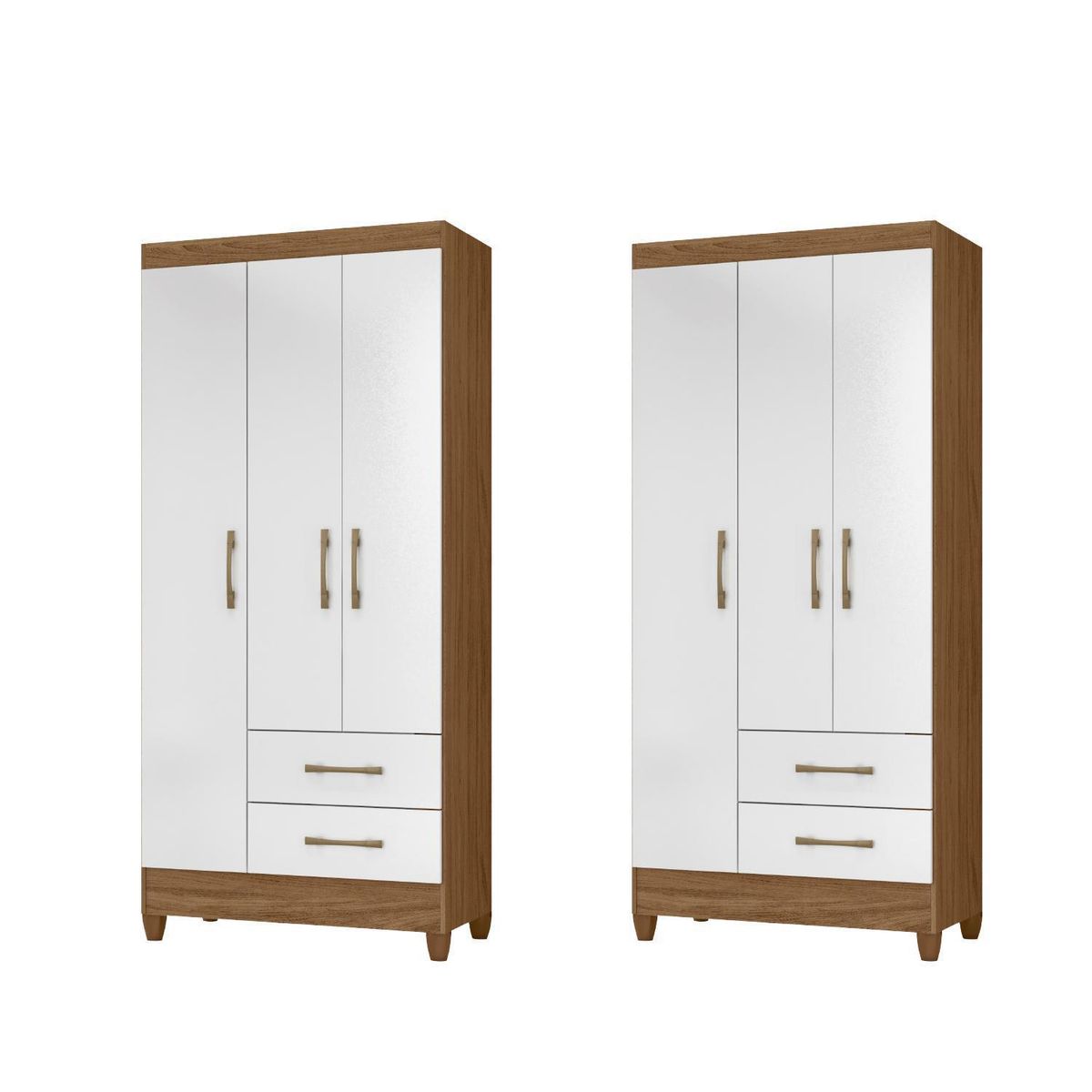 ROCH LTDA - Combo 2 Clósets 3 Puerta(s) 2 Cajón(es) 3 Repisa(s) 82x182x47 cm Blanco/Natural