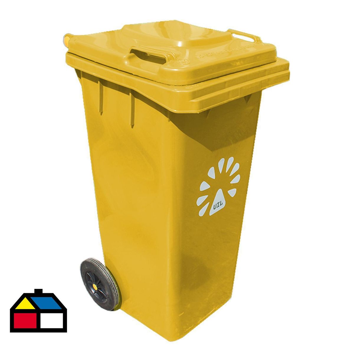 LORENZINI - Basurero Lorenzini 120 Litros Amarillo Con Ruedas y Tapa