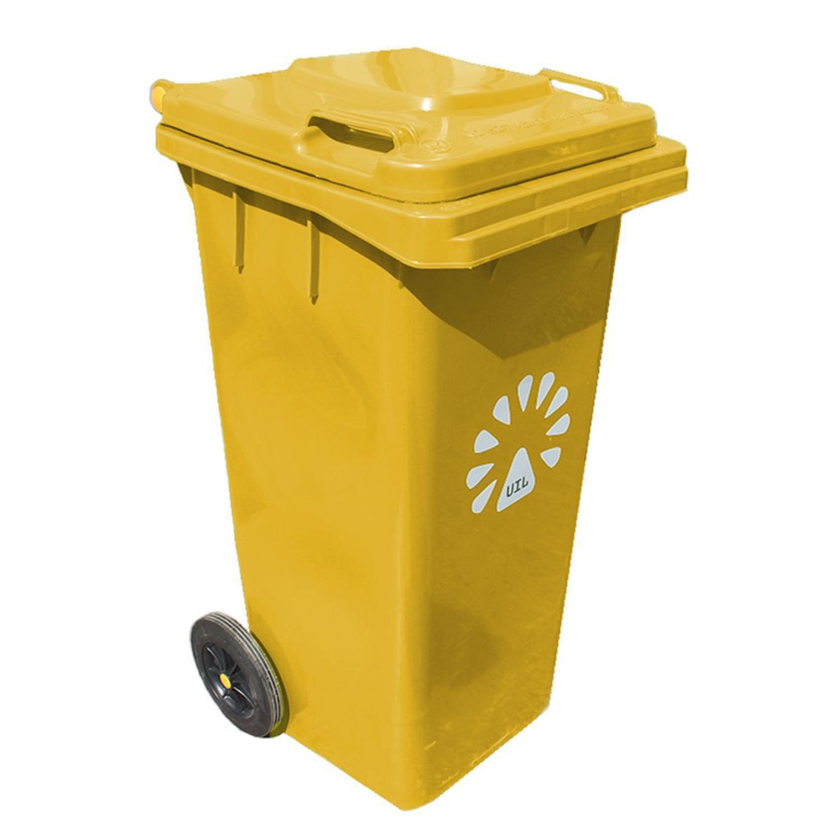 LORENZINI - Basurero Lorenzini 120 Litros Amarillo Con Ruedas y Tapa