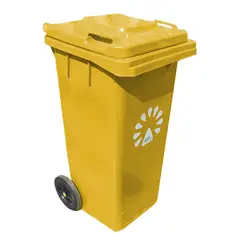 LORENZINI - Basurero 120 Litros Amarillo Con Ruedas y Tapa