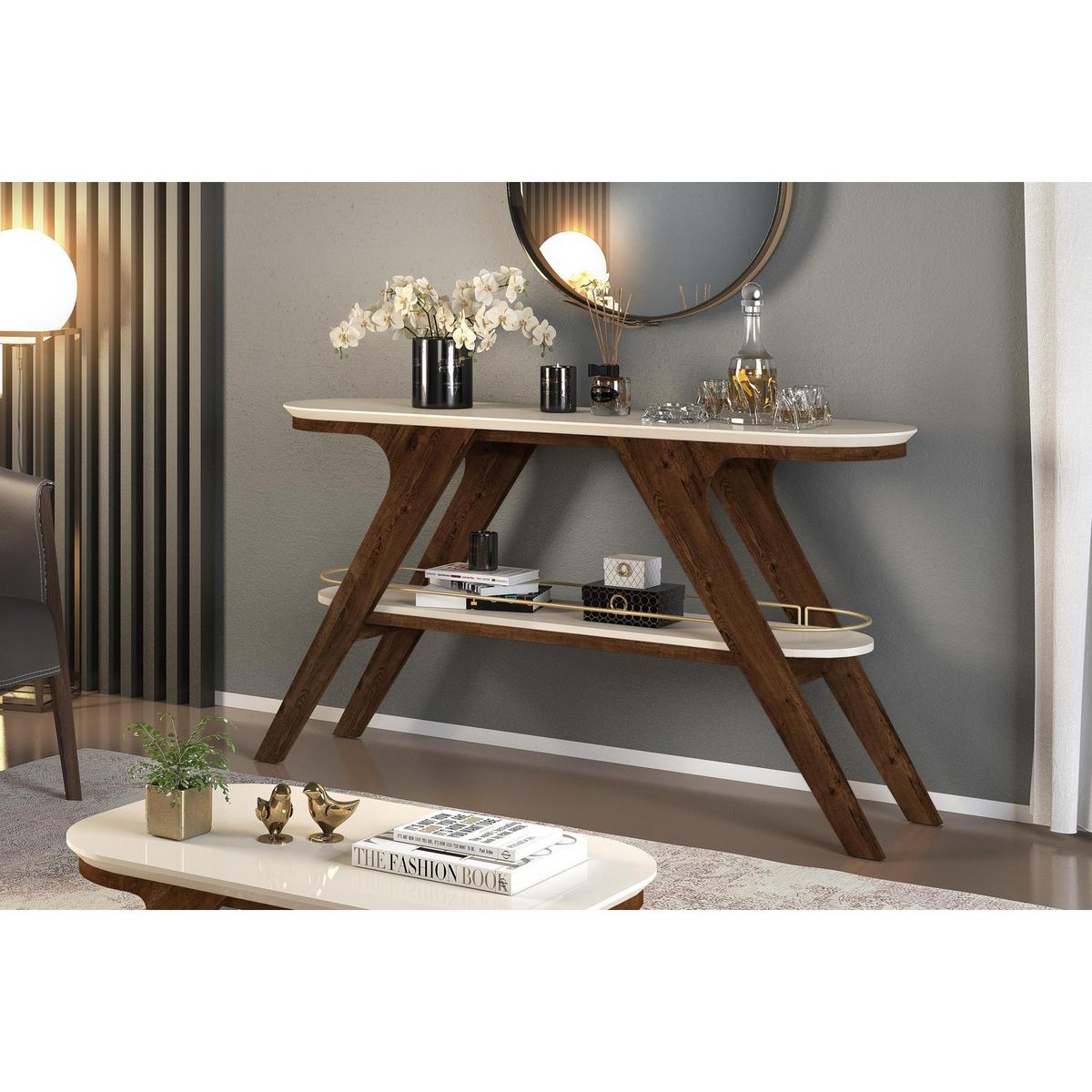 VEKKAHOME - Arrimo Doris Café/Blanco 36x136x75.8 cm