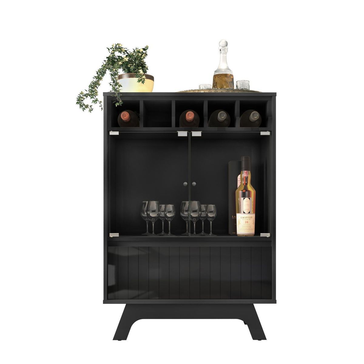 VEKKAHOME - Bar Orquidea 75.6x108.4x35.7 cm Negro