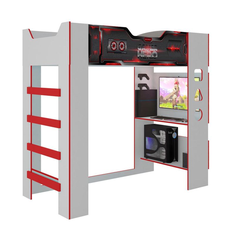 VEKKAHOME - Cama Gamer Hero 1.5 plazas Blanco