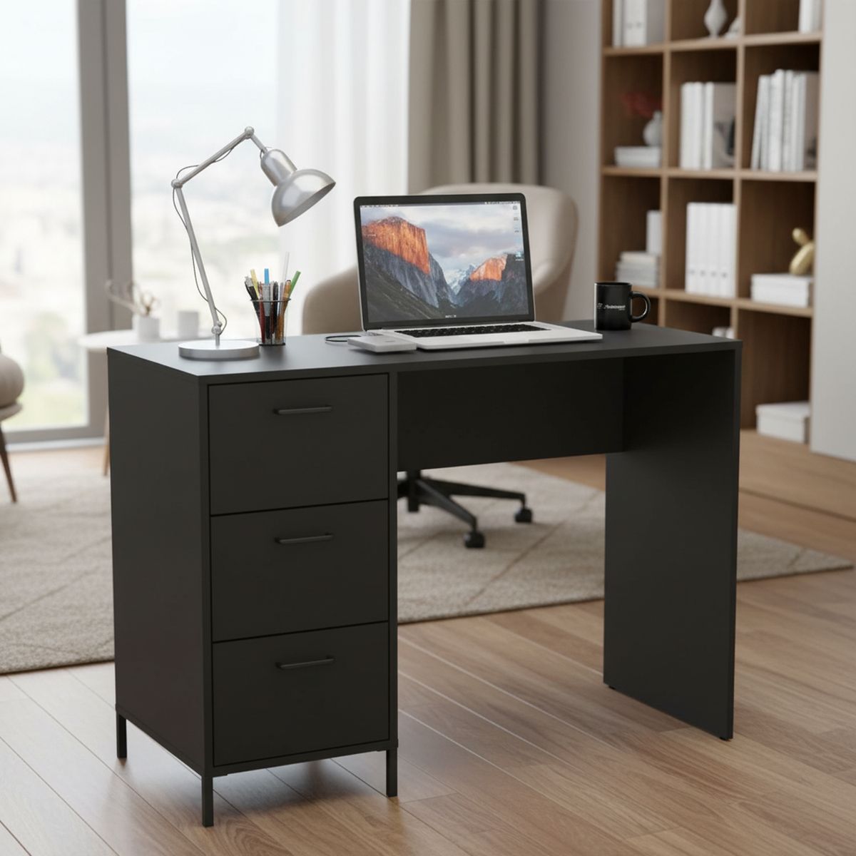 VEKKAHOME - Escritorio Santa Monica Negro 110x79x44.5 cm