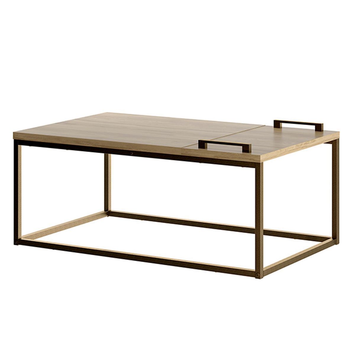 VEKKAHOME - Mesa de Centro Cooper Café/Pastel 60x100x40 cm