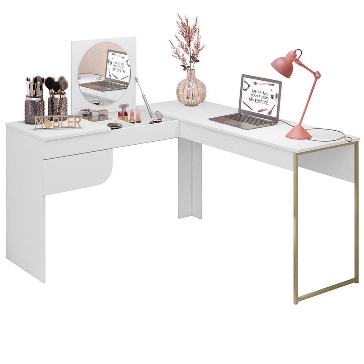 VEKKAHOME - Tocador 1 Cajón(es) Luna 135.5x75x131.2 cm Blanco