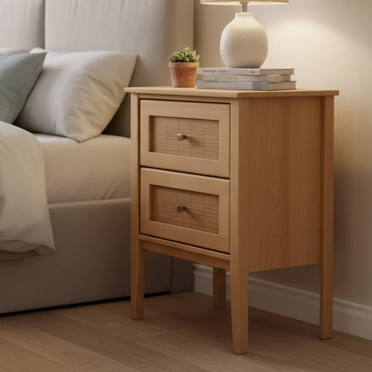 ROSEN - Velador 2 Cajón(es) Charles 31x70x49 cm Café