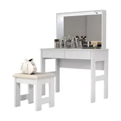 BE DESIGN - Tocador 2 Cajón(es) con Espejo 92x128x45 cm Blanco
