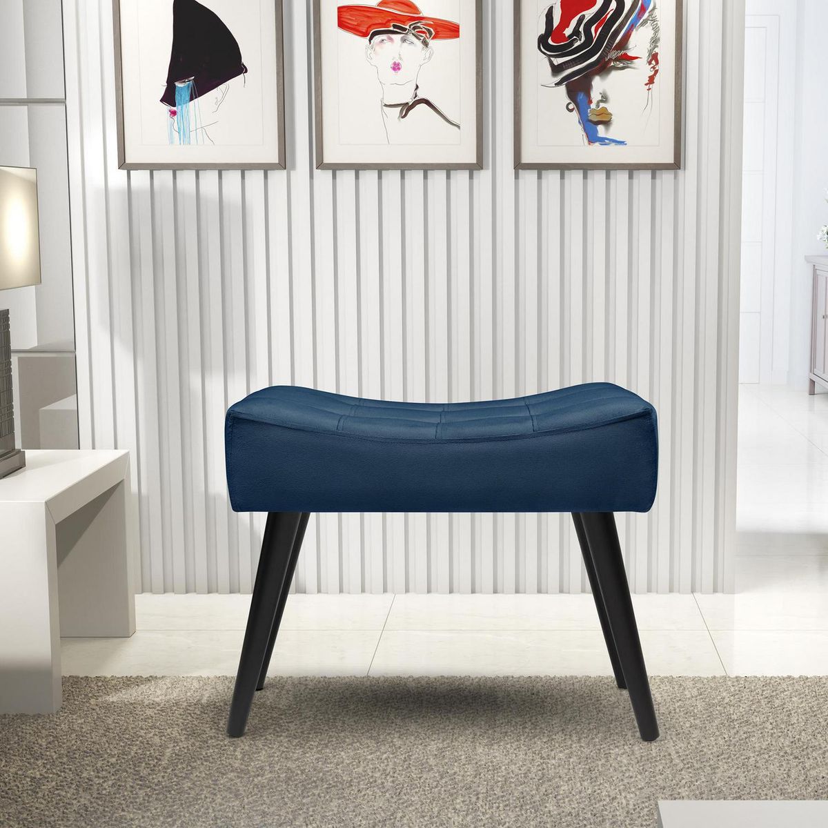 BE DESIGN - Banqueta felpa Be azul