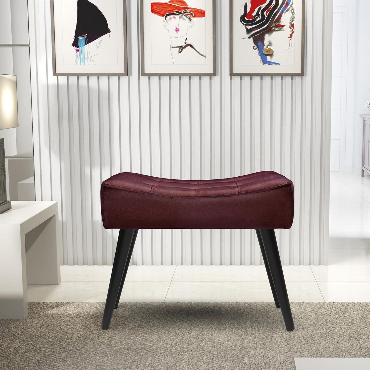 BE DESIGN - Banqueta felpa Be burdeo