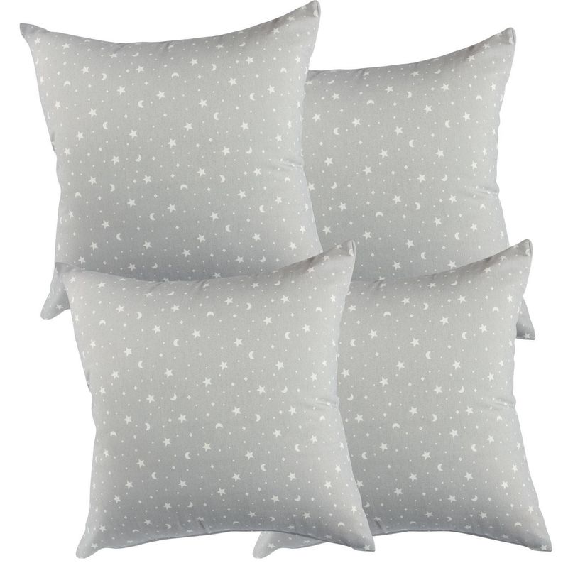 MASEL - Set De 4 Cojínes Lona Estampado 50x50 cm Gris
