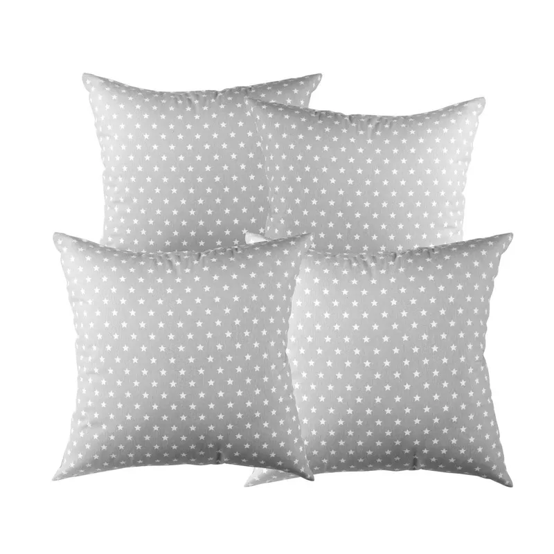 MASEL - Set De 4 Cojínes Lona Estampado Gris 50x50 cm