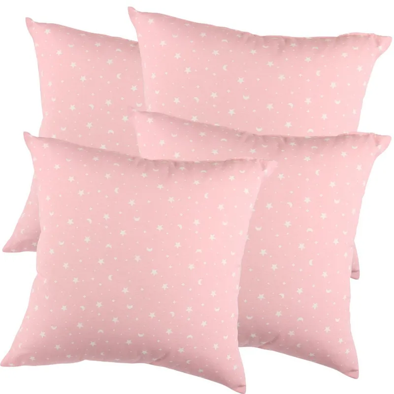 MASEL - Set De 4 Cojínes Lona Estampado Rosa 50x50 cm