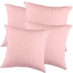 MASEL - Set De 4 Cojínes Lona Estampado Rosa 50x50 cm