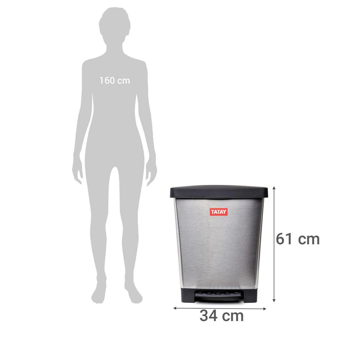 TATAY - Papelero 25 Litros Plástico Cromado