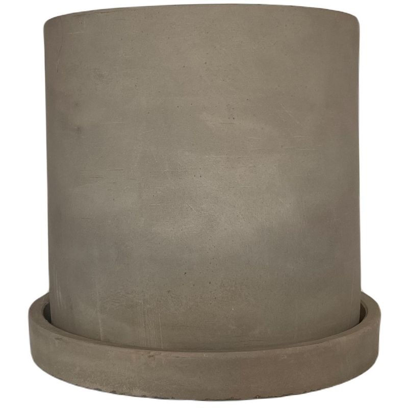 DECOGREEN - Set Macetero con Plato de Cemento 15x15 Cemento