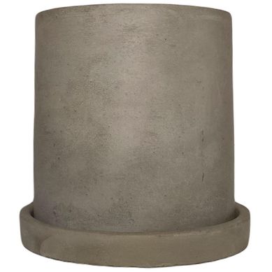 Macetero Cemento Cilindro con Plato  S 13x13 cm