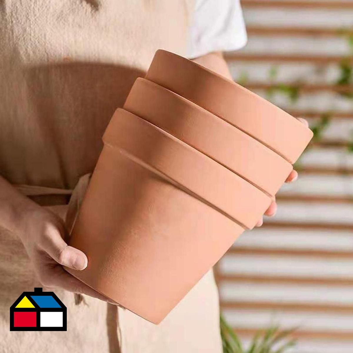 DECOGREEN - Set de 2 Maceteros Terracota Clásica S 16x18 cm y L 27x30 cm