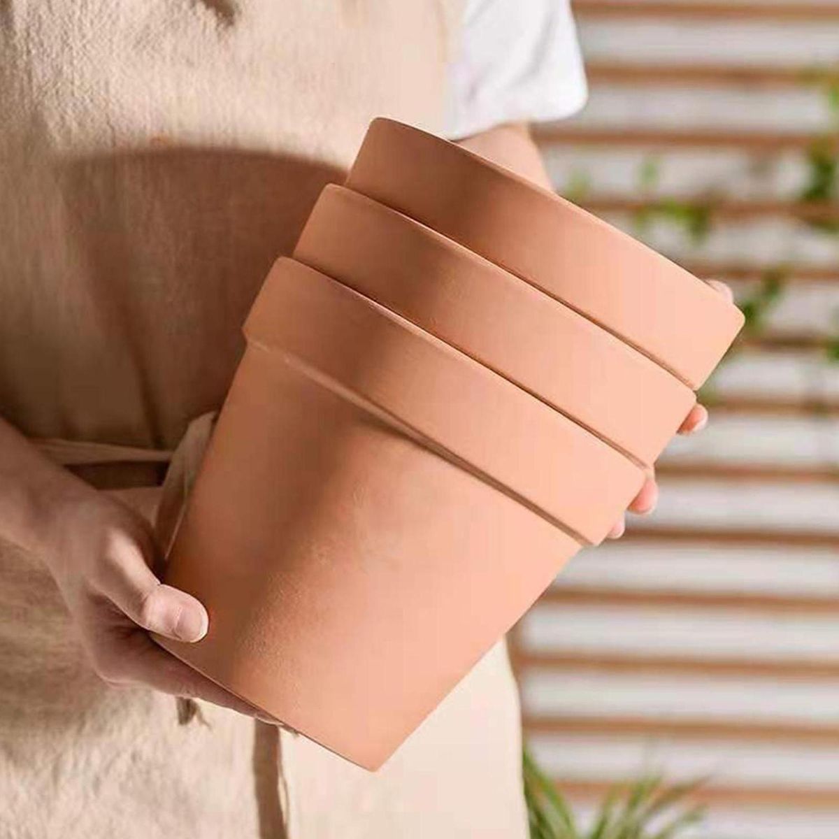 DECOGREEN - Set de 2 Maceteros Terracota Clásica S 16x18 cm y L 27x30 cm