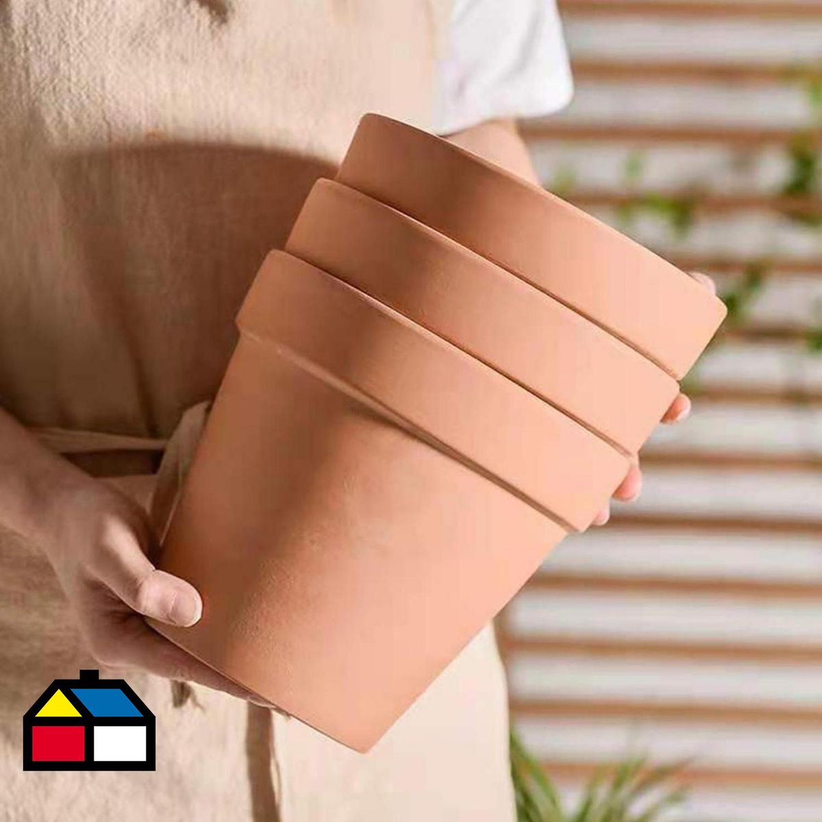 DECOGREEN - Set de 2 Maceteros Terracota Clásica M 20x22 cm y L 27x30 cm