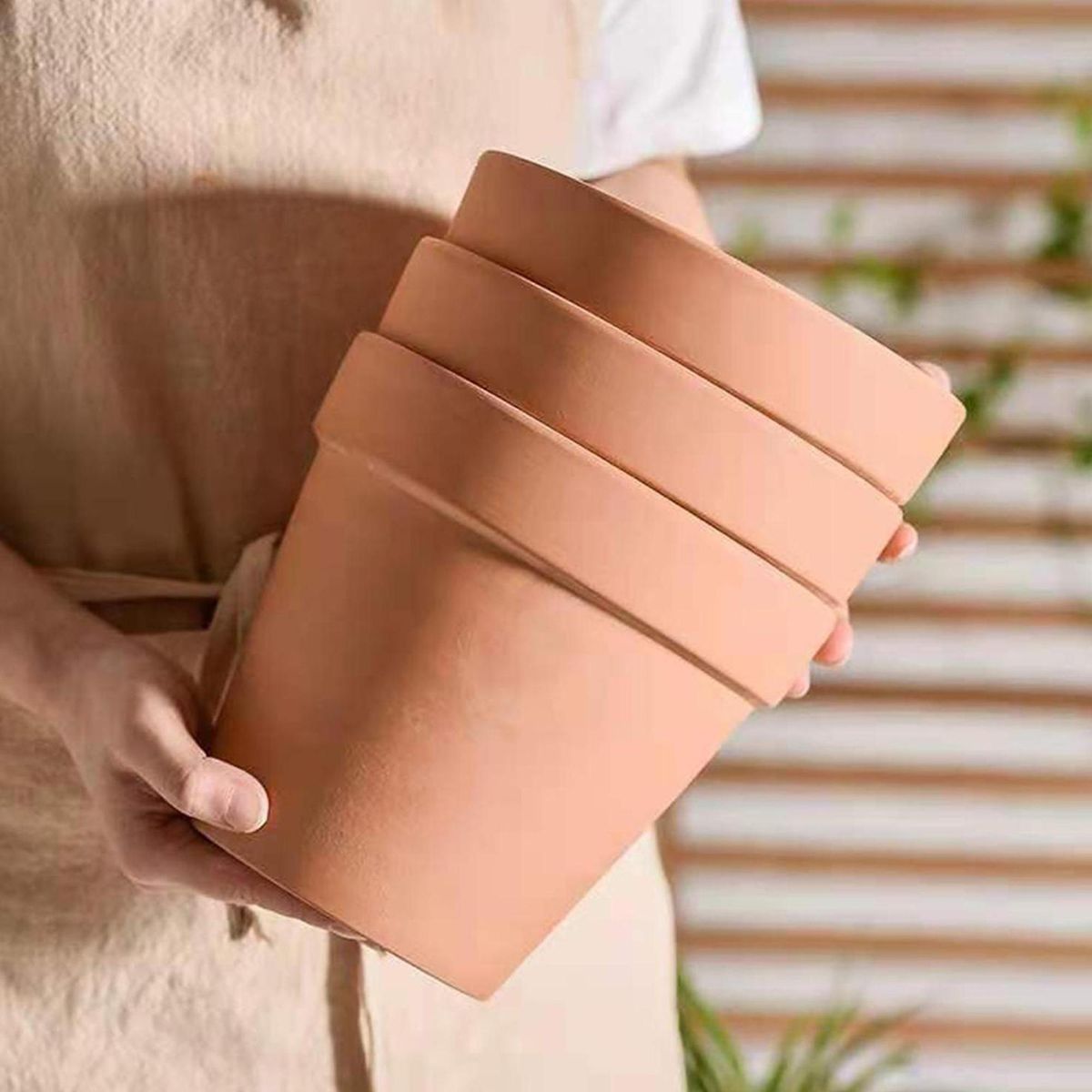 DECOGREEN - Set de 2 Maceteros Terracota Clásica M 20x22 cm y L 27x30 cm