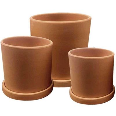 Imagen 2 del producto Set de 2 Maceteros Terracota Cilindro con Plato M 15x15 y L 18x18 cm