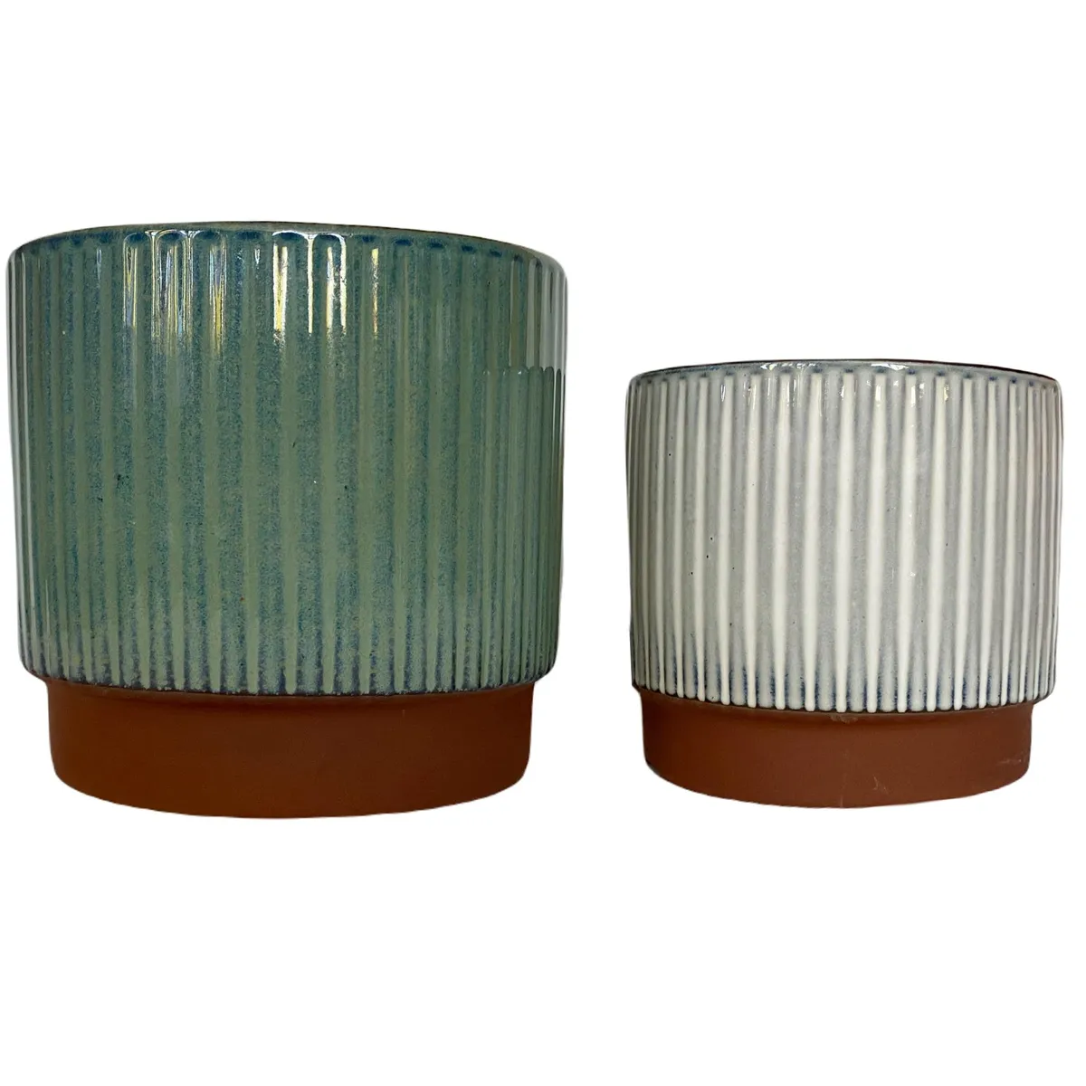 DECOGREEN - Set de 2 Maceteros Terracota Indigo S 14x12 cm y M 17x15 cm