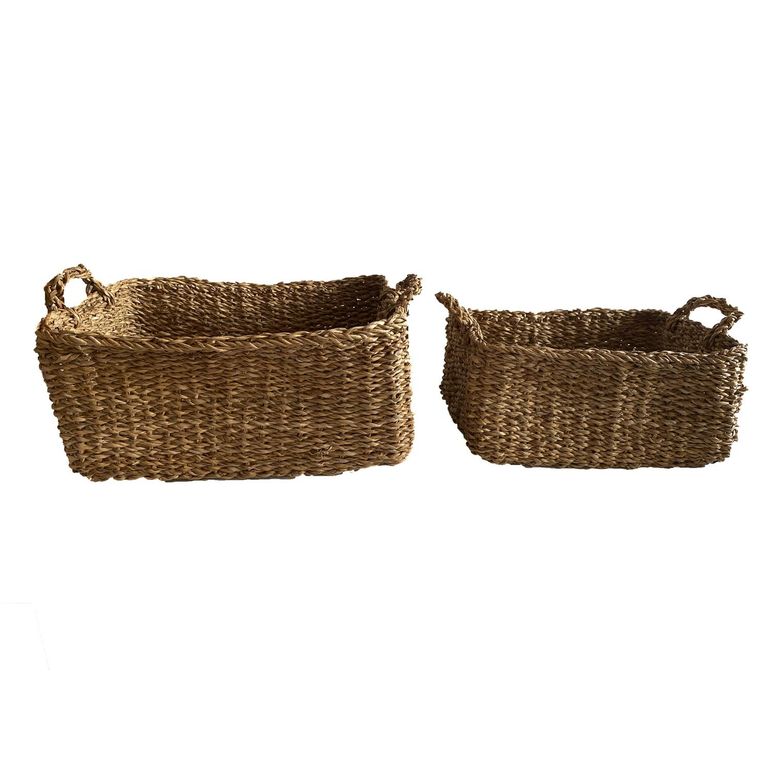 Set De 2 Cestos Rectangulares Decorativos Mumbai Multiuso Hogar