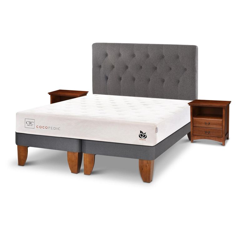 Cama Europea Cocopedic 2 Plazas + Muebles