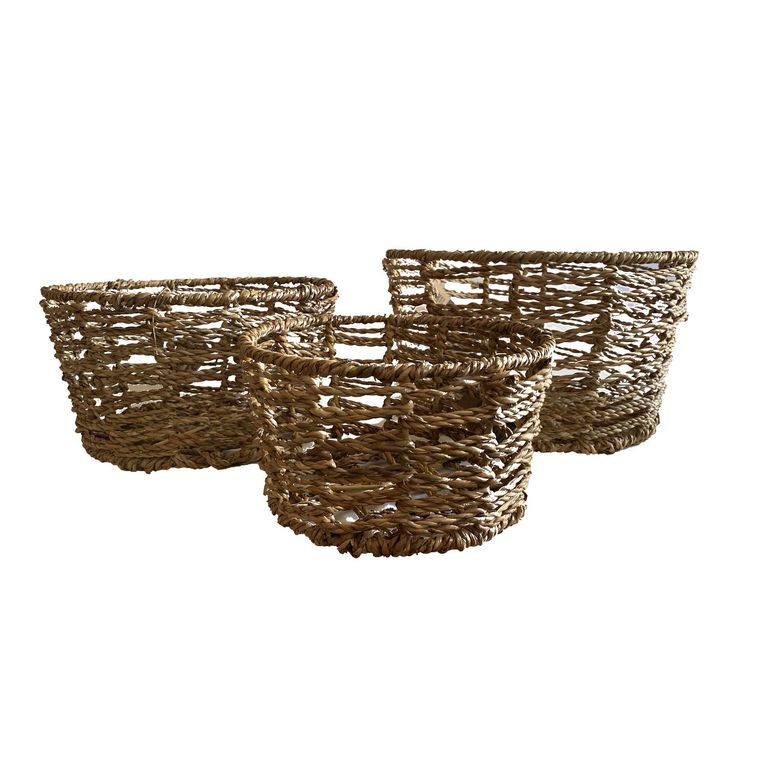 Set De 3 Cestos Seagrass Bangalore Decorativos Para Organización
