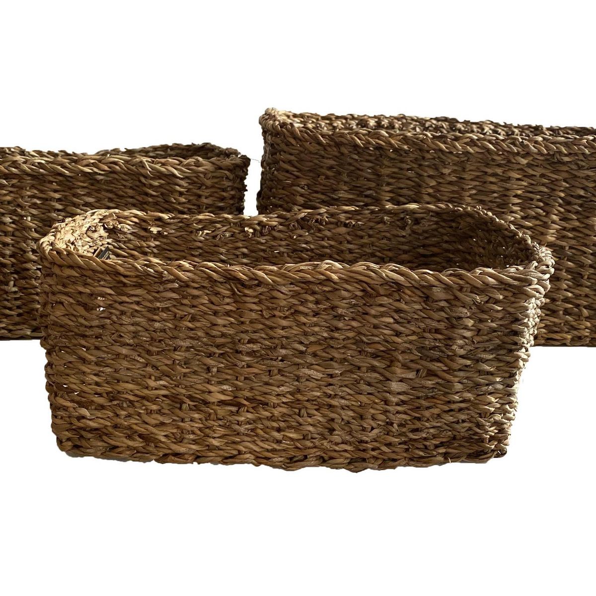 DECOGREEN - Cesto Rectangular Ganjes S 30X20X14 Cm, Hecho De Seagrass, Bangladesh