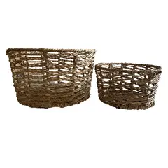 DECOGREEN - Set 2 Cestos Decorativos Seagrass Bangalore Organizadores