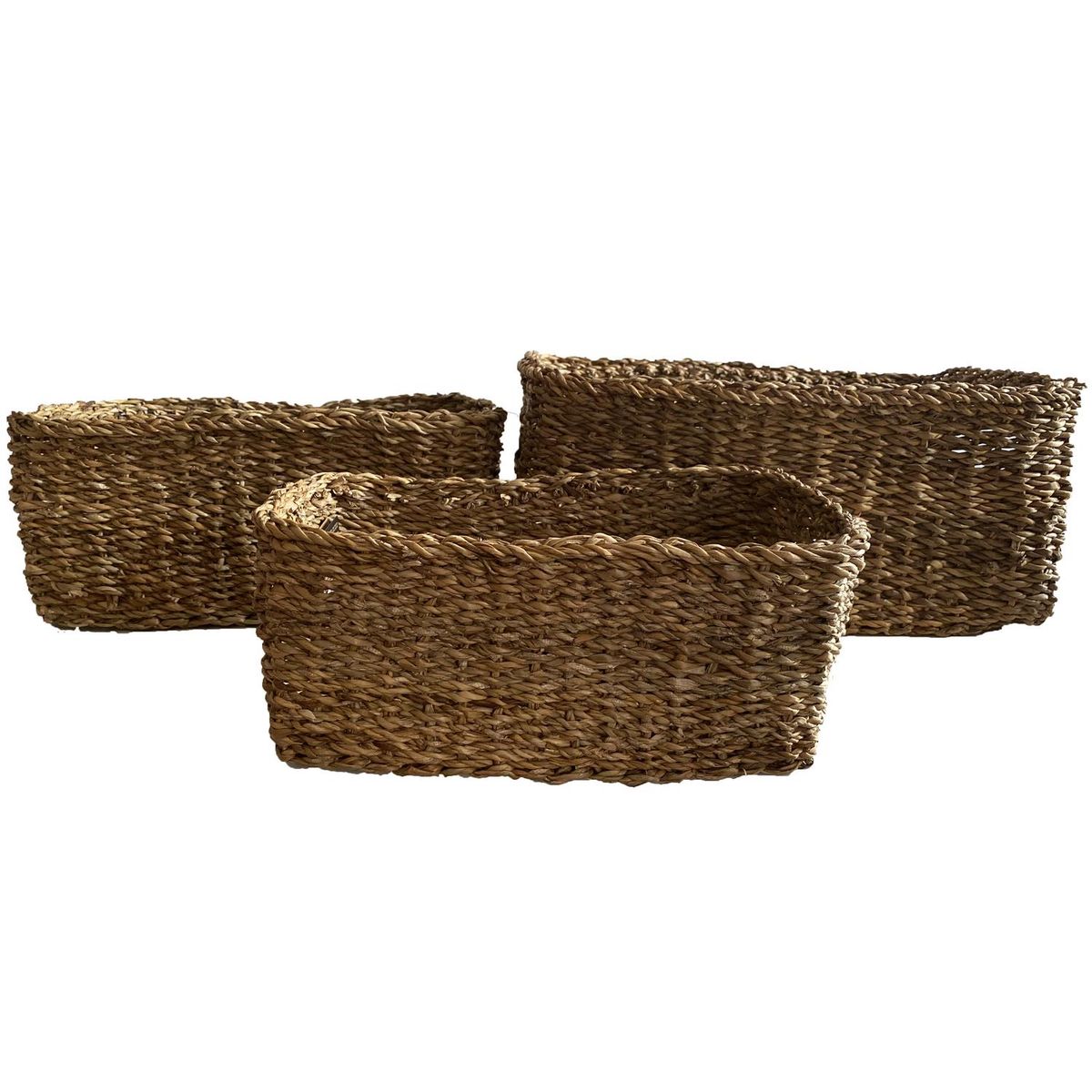 DECOGREEN - Set 3 Cestos Rectangular Ganjes S 30X20X14, M 34X25X16 Y L 40X30X18 Cm