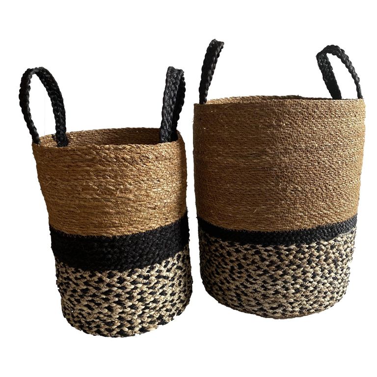 Set 2 Cestos Organizadores Trenzado Decorativos Bengala